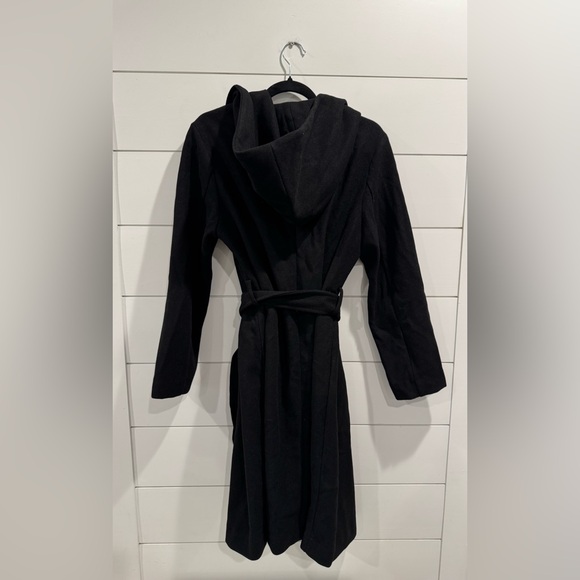 Zara black hooded wrap coat - Picture 7 of 8